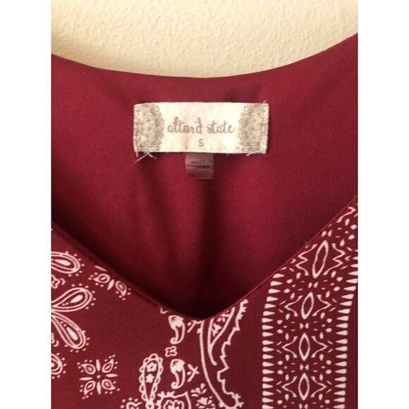 Altar'd State Womens Size Small Burgundy Paisley Swing Dress Sleeveless Pockets - Picture 4 of 4